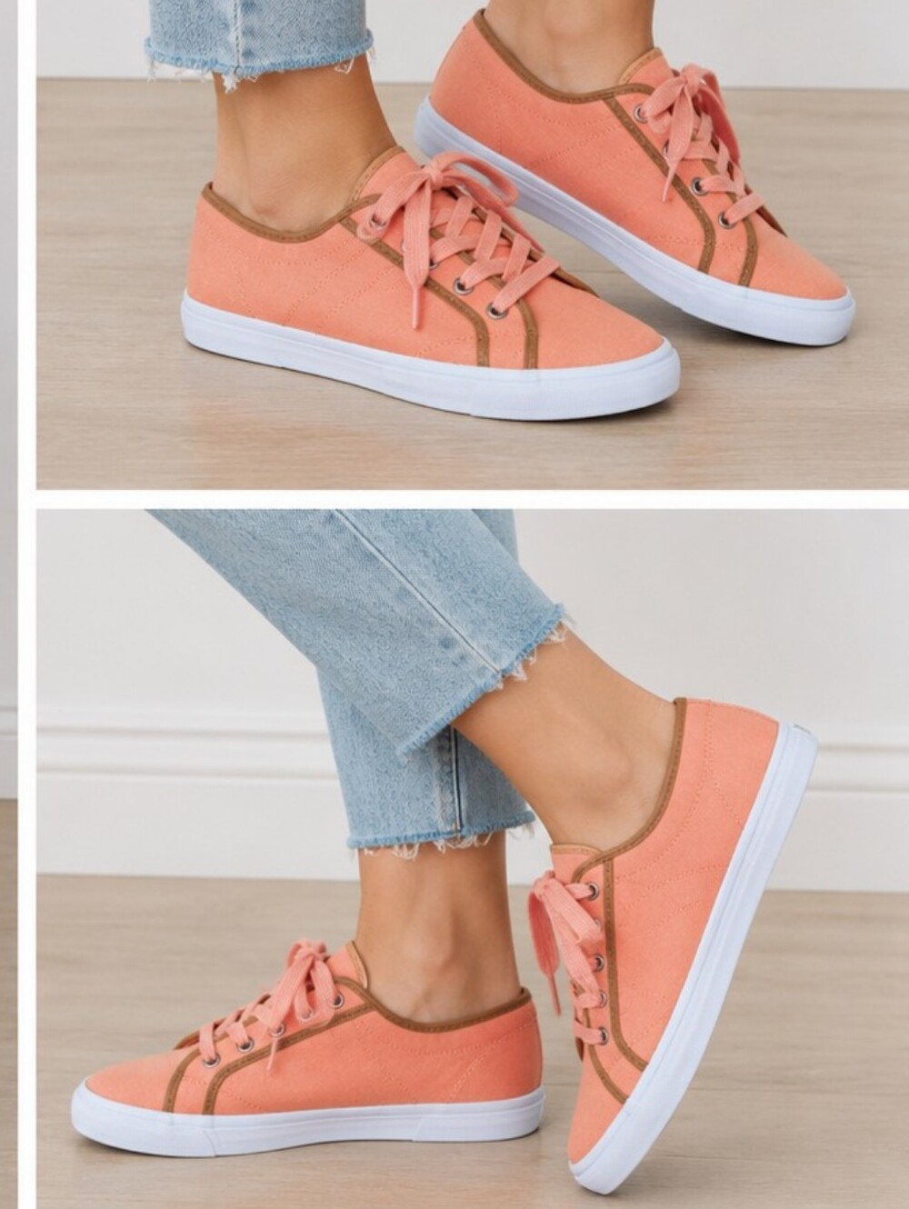 Isaac Mizrahi Live! Peach Canvas Low Top Sneakers Women’s Size 11 Casual Lace Up